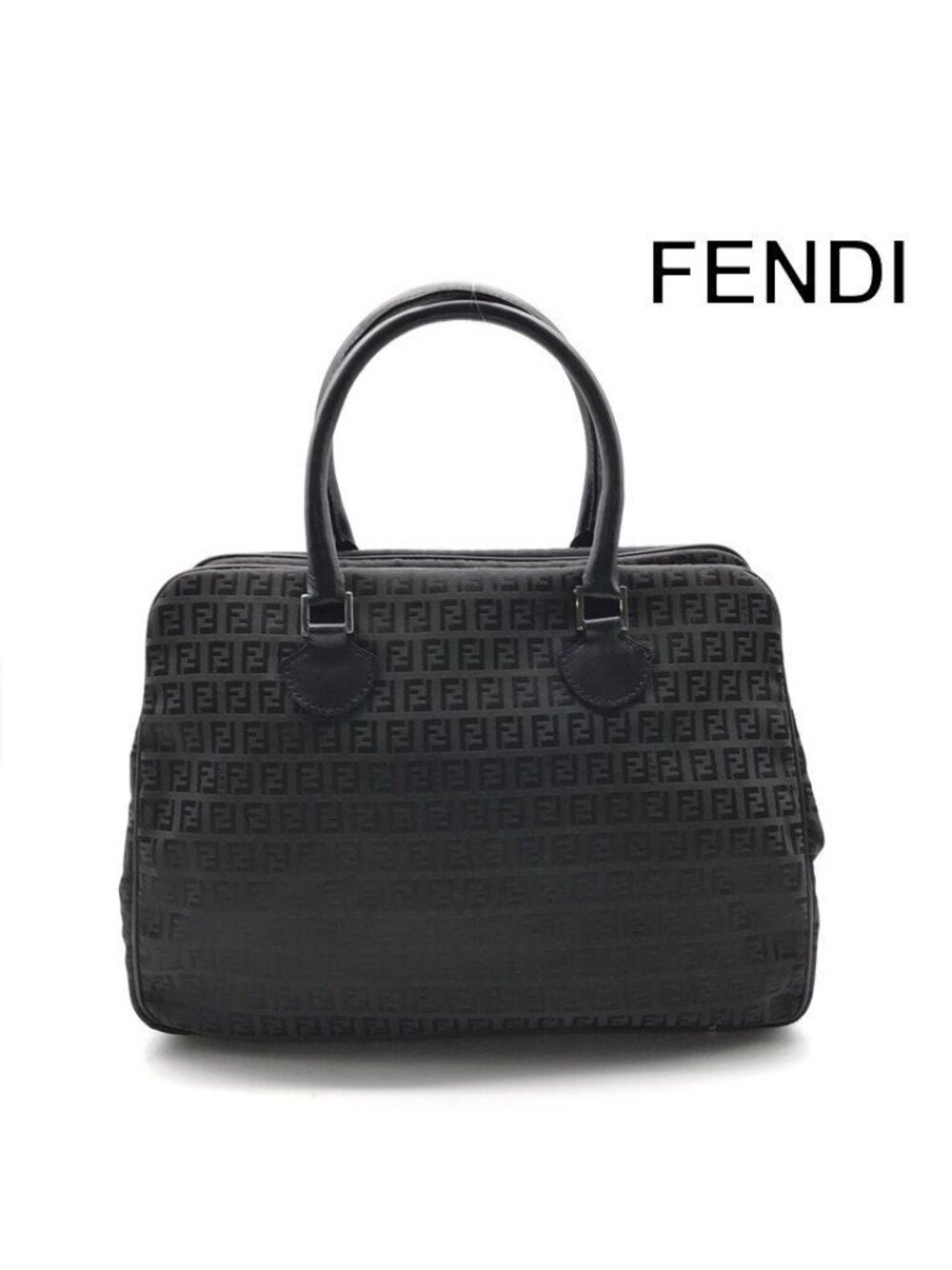 Fendi Zucchino Nylon Canvas Business Hand Bag Black